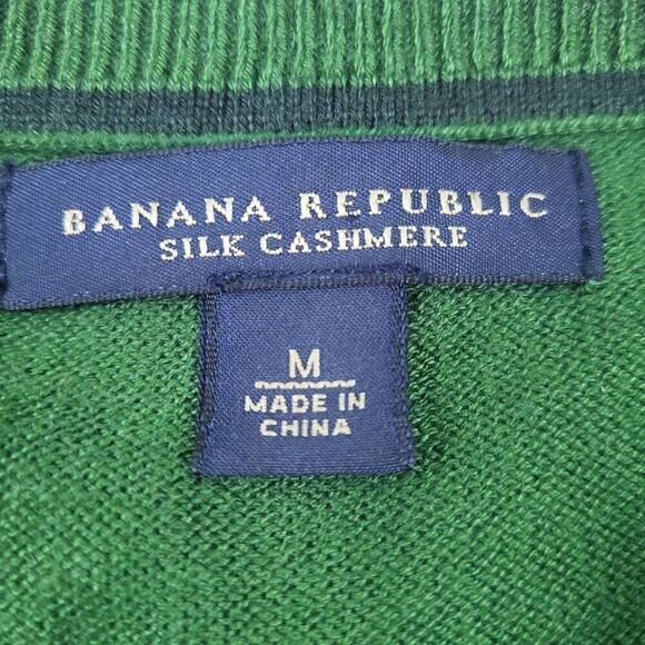 Banana Republic Mens Silk Cashmere Vest Sz Medium Green V Neck Preppy Old Money - Picture 4 of 8